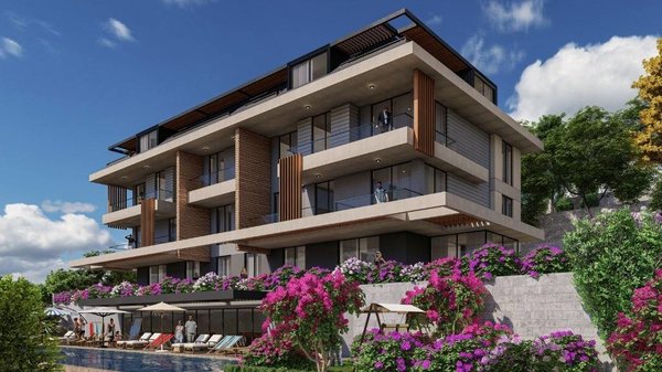 Alanya - Bektaş'ta satılık inşaat aşamasınd, deniz manzaralı daireler - 1