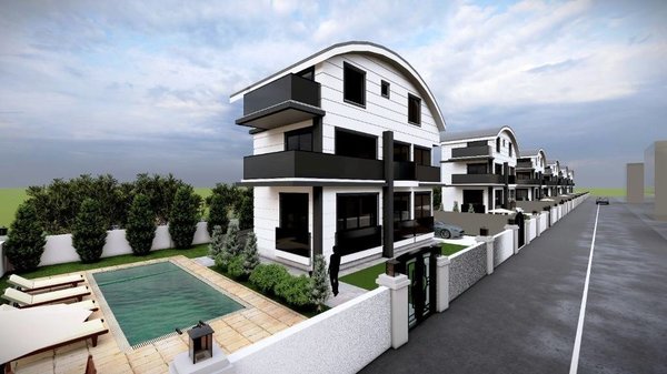 Belek'te golf sahalarının yakınında yeni inşa edilen villalar yapım aşamasında - 1